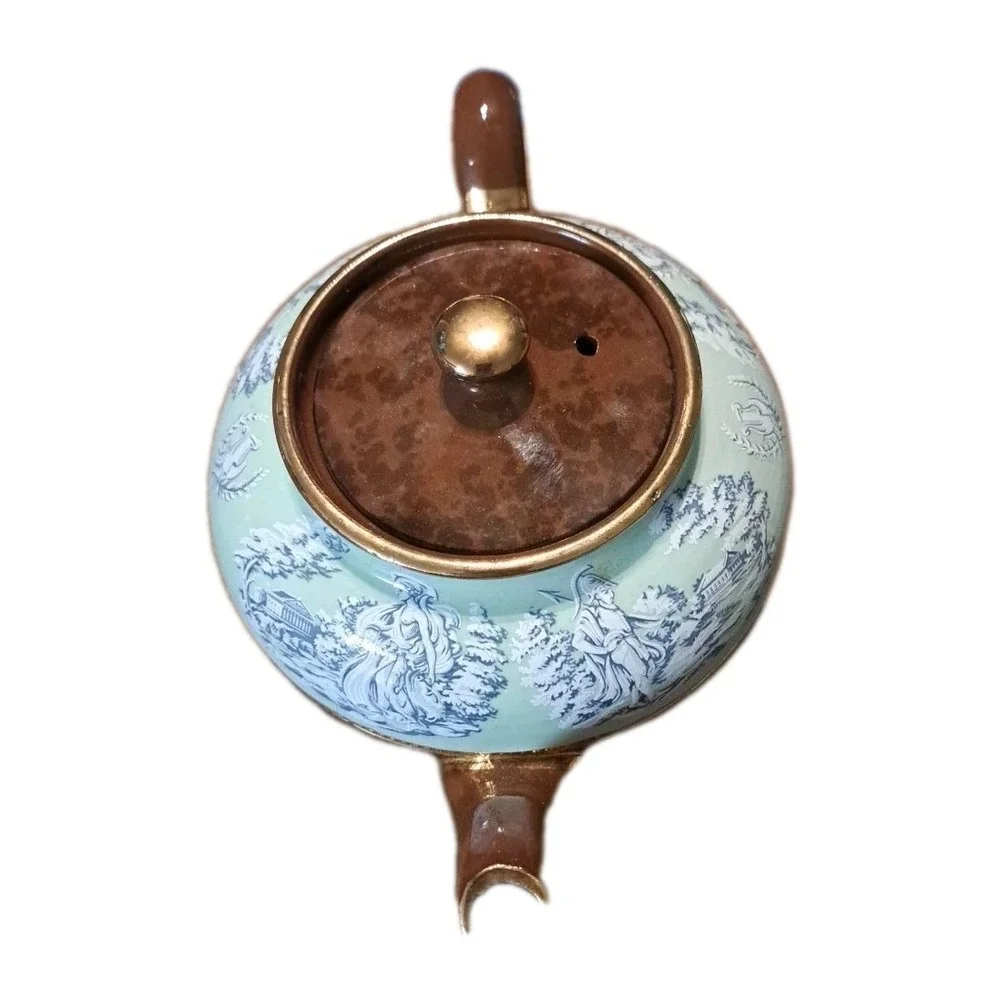 Vintage Sadler Staffordshire England Porcelain Teapot Greek Design Brown Green‎